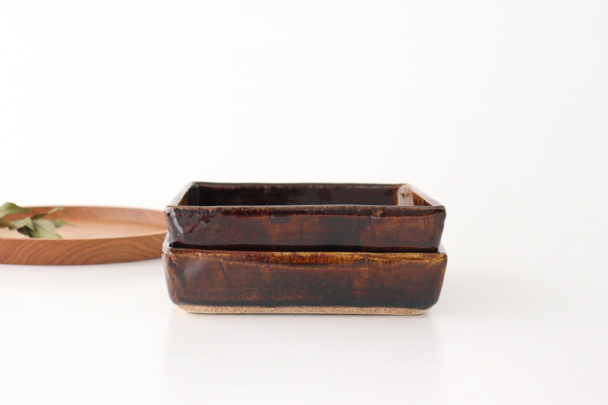 Kitagama Kasen Hiroshige Kato Big Square Bowl Old Seto | Serving Bowl Seto Ware