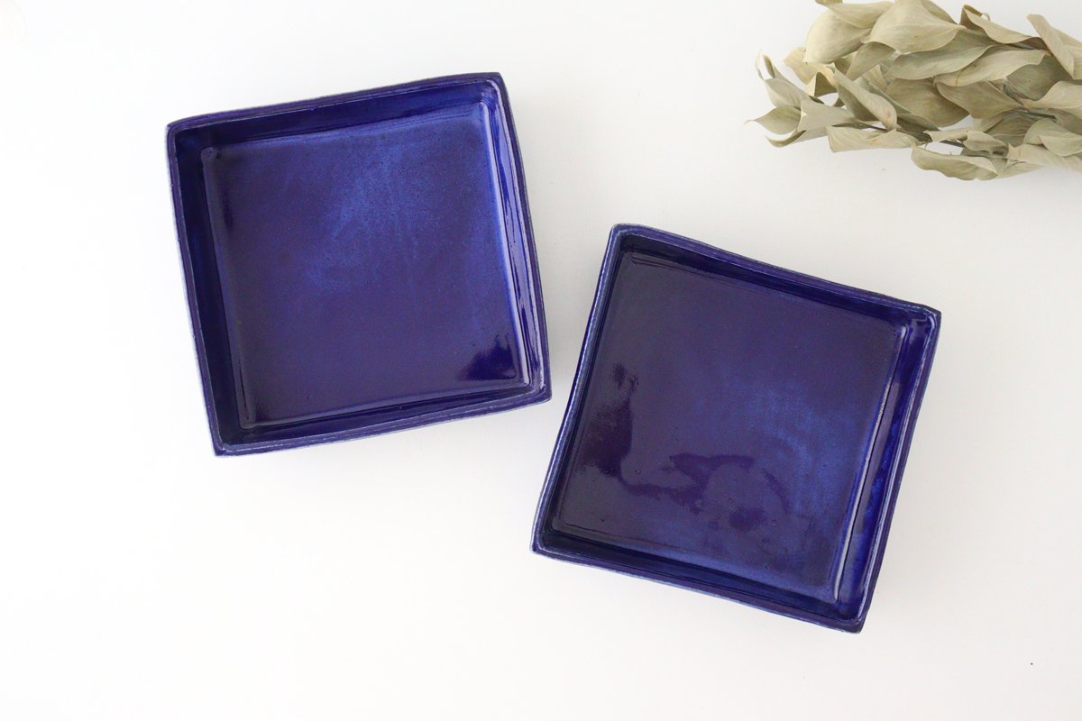 Kitagama Kasen Hiroshige Kato Big Square Bowl Lapis Lazuli | Serving Bowl Seto Ware