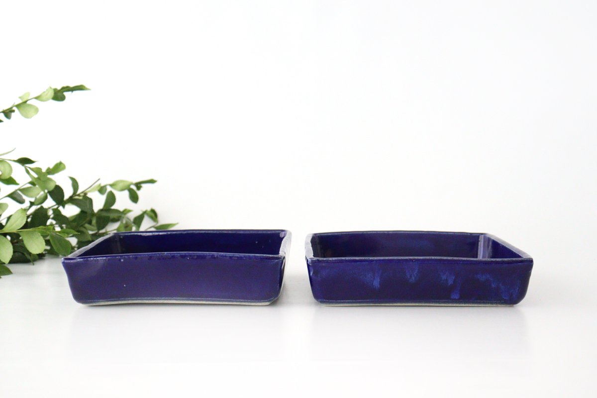 Kitagama Kasen Hiroshige Kato Big Square Bowl Lapis Lazuli | Serving Bowl Seto Ware