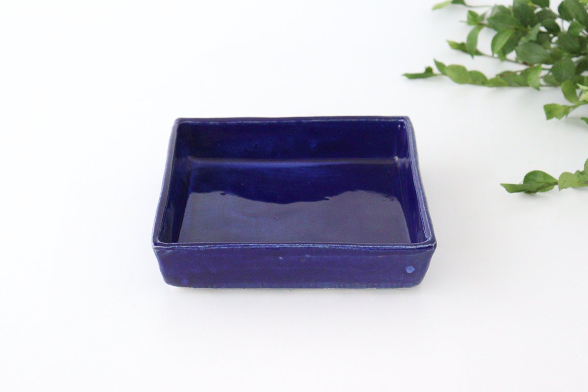 Kitagama Kasen Hiroshige Kato Big Square Bowl Lapis Lazuli | Serving Bowl Seto Ware