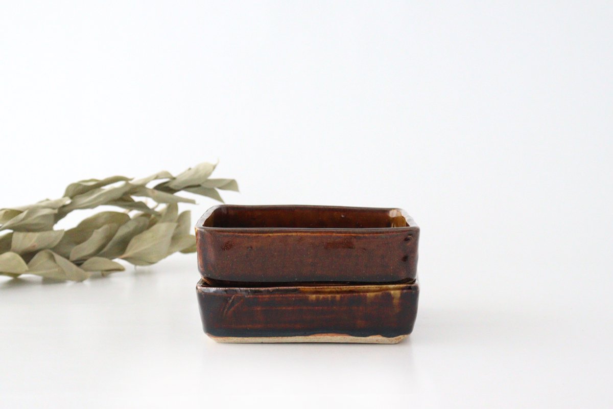 Kitagama Kasen Hiroshige Kato Square Bowl Old Seto M | Serving Bowl Seto Ware