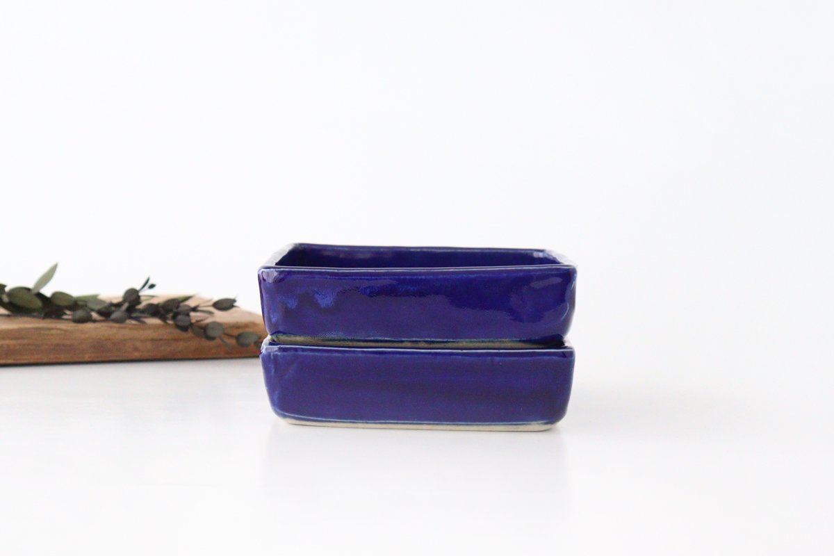 Kitagama Kasen Hiroshige Kato Square Bowl Lapis Lazuli M | Serving Bowl Seto Ware