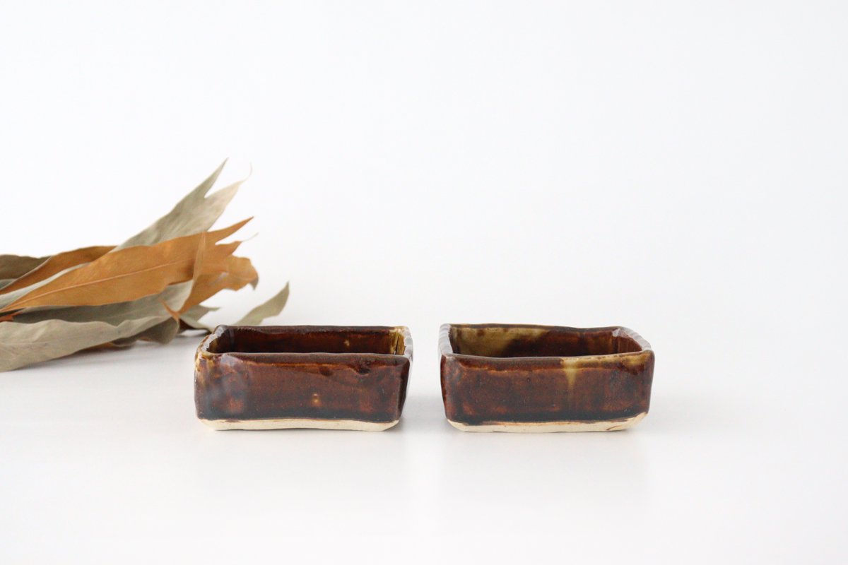 Kitagama Kasen Hiroshige Kato Small Square Bowl Old Seto | Kobachi Seto Ware