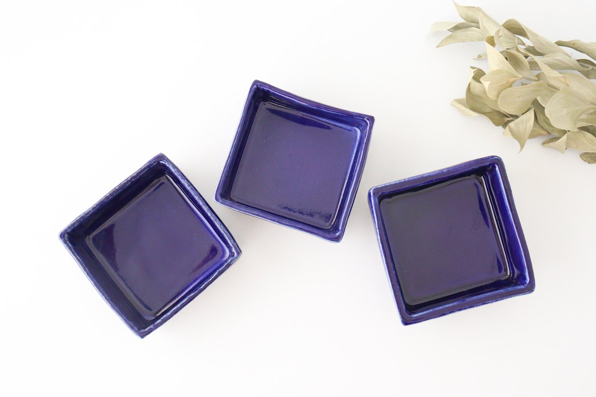 Kitagama Kasen Hiroshige Kato Small Square Bowl Lazuli | Kobachi Seto Ware