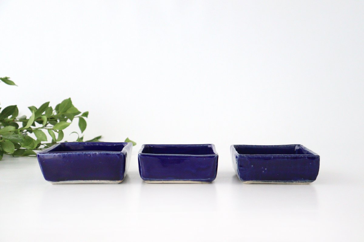 Kitagama Kasen Hiroshige Kato Small Square Bowl Lazuli | Kobachi Seto Ware