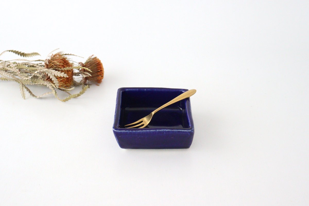 Kitagama Kasen Hiroshige Kato Small Square Bowl Lazuli | Kobachi Seto Ware