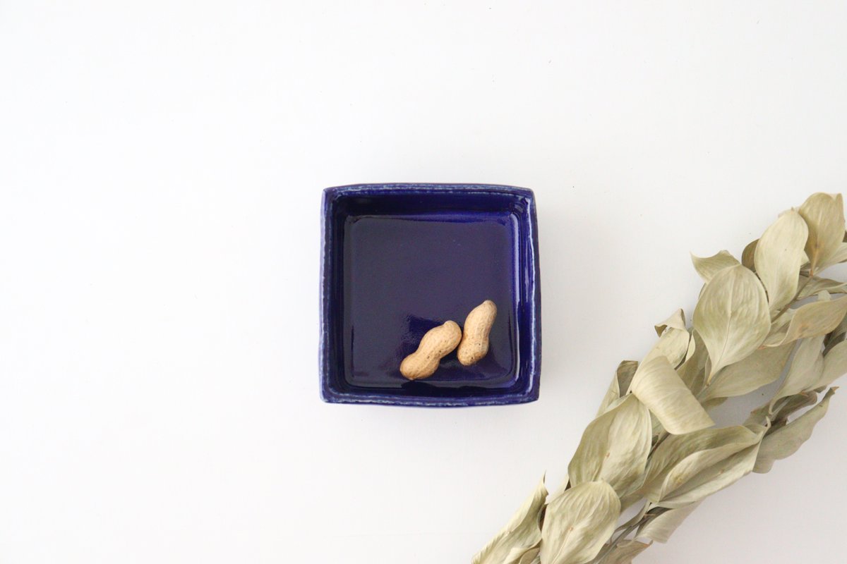 Kitagama Kasen Hiroshige Kato Small Square Bowl Lazuli | Kobachi Seto Ware