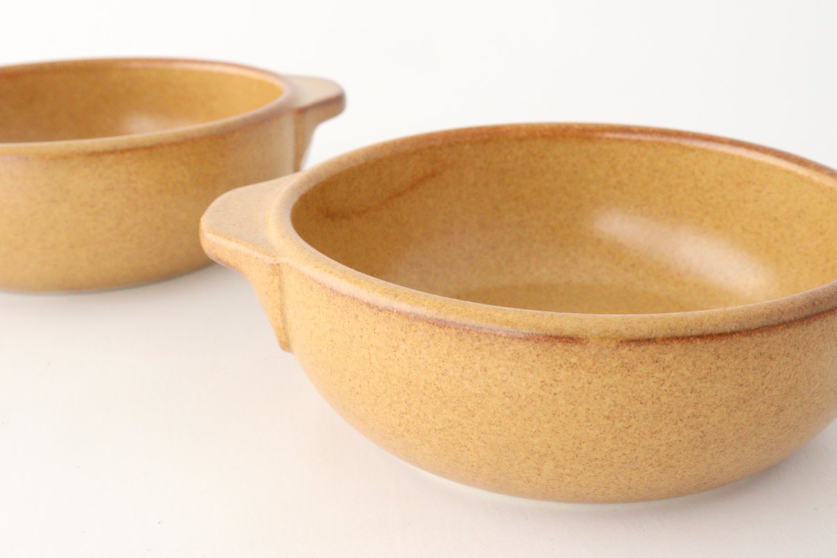 Round Bowl Gratin Dish Light Brown L | Serving Bowl Mino Ware