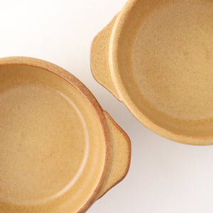 Round Bowl Gratin Dish Light Brown L | Serving Bowl Mino Ware-Detail11