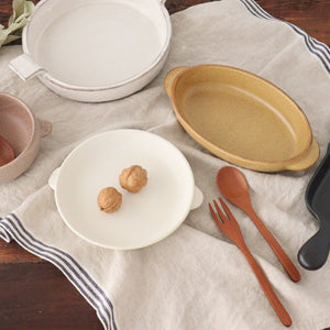 Round Bowl Gratin Dish Light Brown L | Serving Bowl Mino Ware-Detail13