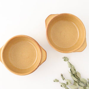 Round Bowl Gratin Dish Light Brown L | Serving Bowl Mino Ware-Detail3