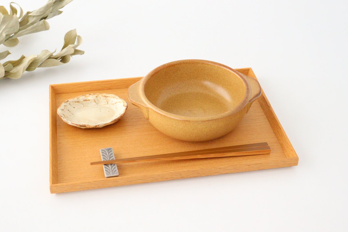 Round Bowl Gratin Dish Light Brown L | Serving Bowl Mino Ware