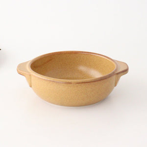 Round Bowl Gratin Dish Light Brown L | Serving Bowl Mino Ware-Detail6