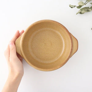 Round Bowl Gratin Dish Light Brown L | Serving Bowl Mino Ware-Detail7
