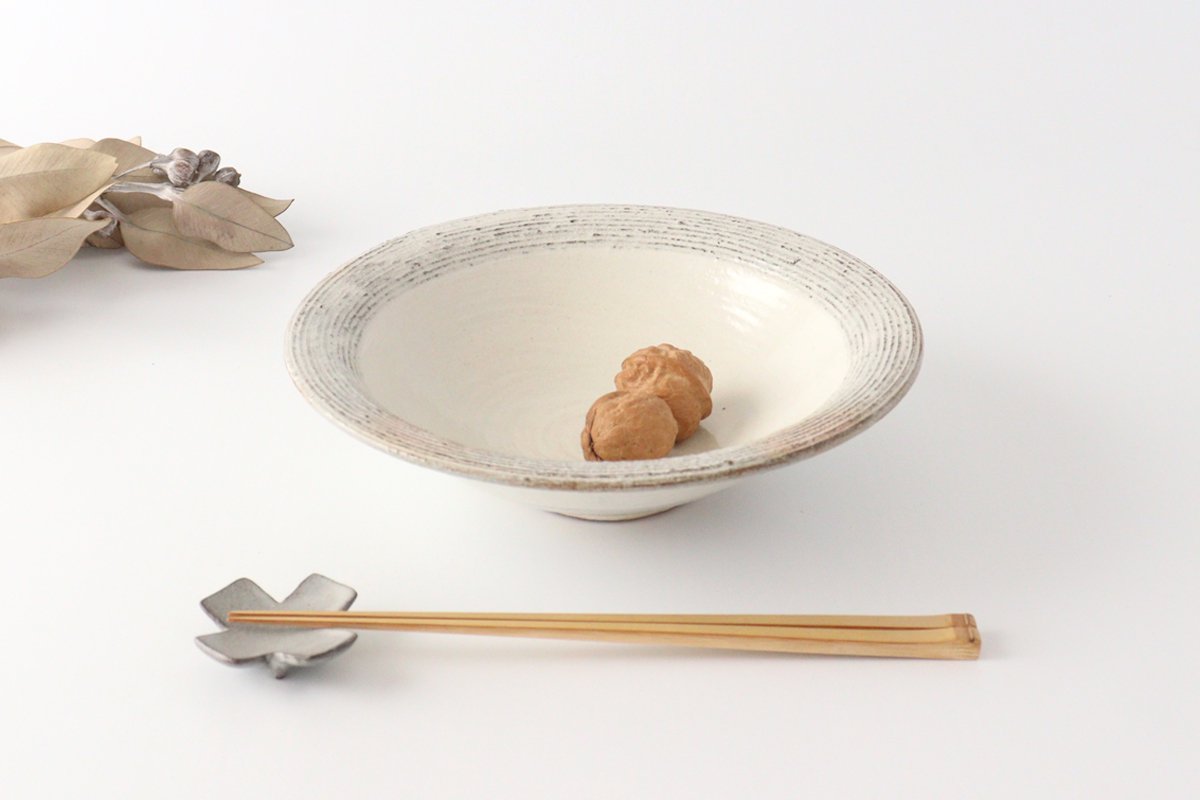 Furutani Seitosho Shallow Bowl Horizontal Stripes 21cm/8.3in | Serving Bowl-Detail2