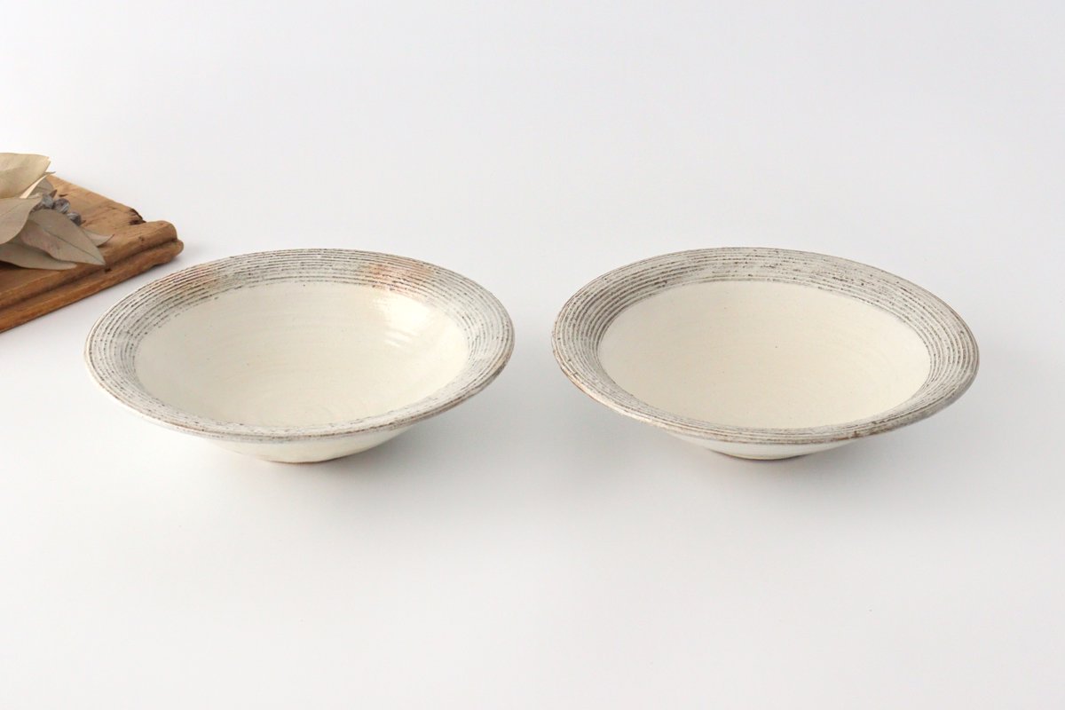 Furutani Seitosho Shallow Bowl Horizontal Stripes 21cm/8.3in | Serving Bowl-Detail12