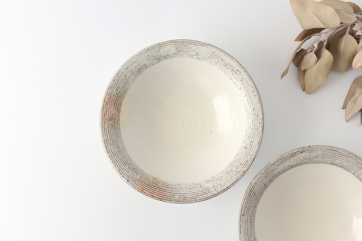 Furutani Seitosho Shallow Bowl Horizontal Stripes 21cm/8.3in | Serving Bowl-Detail3