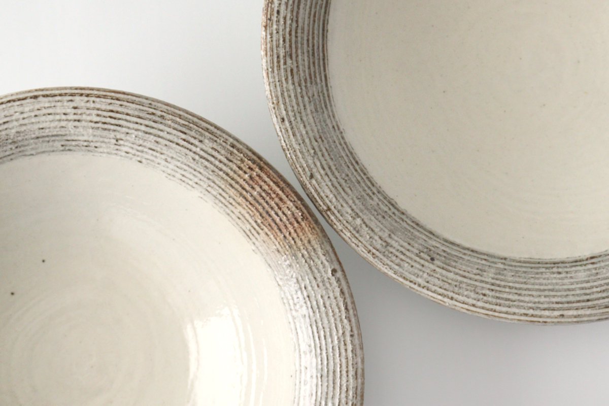 Furutani Seitosho Shallow Bowl Horizontal Stripes 21cm/8.3in | Serving Bowl-Detail9