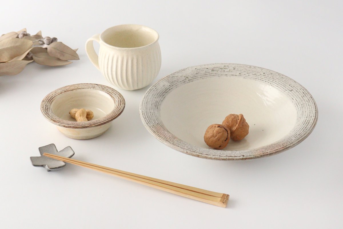 Furutani Seitosho Shallow Bowl Horizontal Stripes 21cm/8.3in | Serving Bowl-Detail10