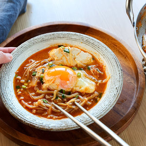 Furutani Seitosho Shallow Bowl Horizontal Stripes 18cm/7.1in | Serving Bowl-TOP