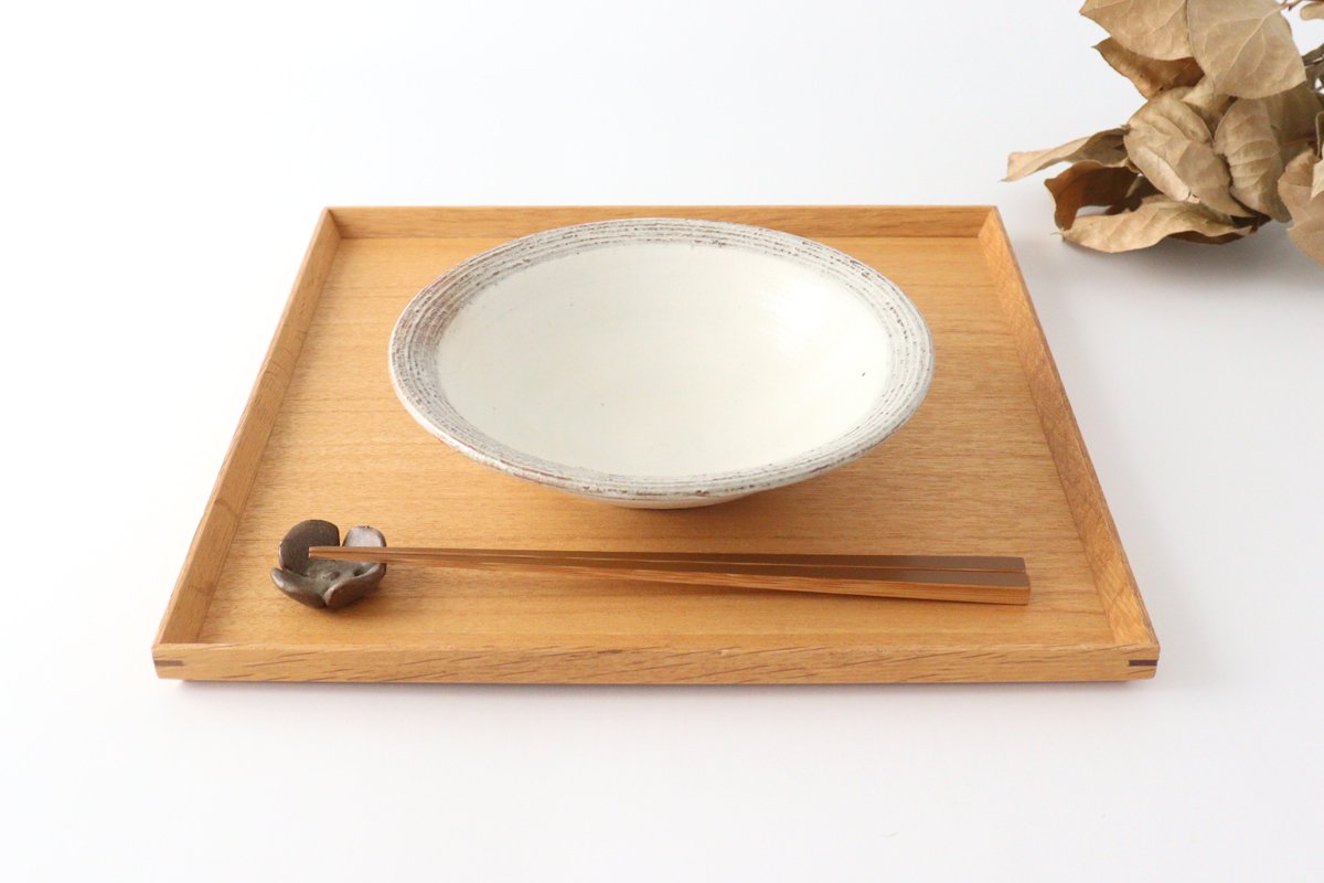 Furutani Seitosho Shallow Bowl Horizontal Stripes 18cm/7.1in | Serving Bowl-Detail2