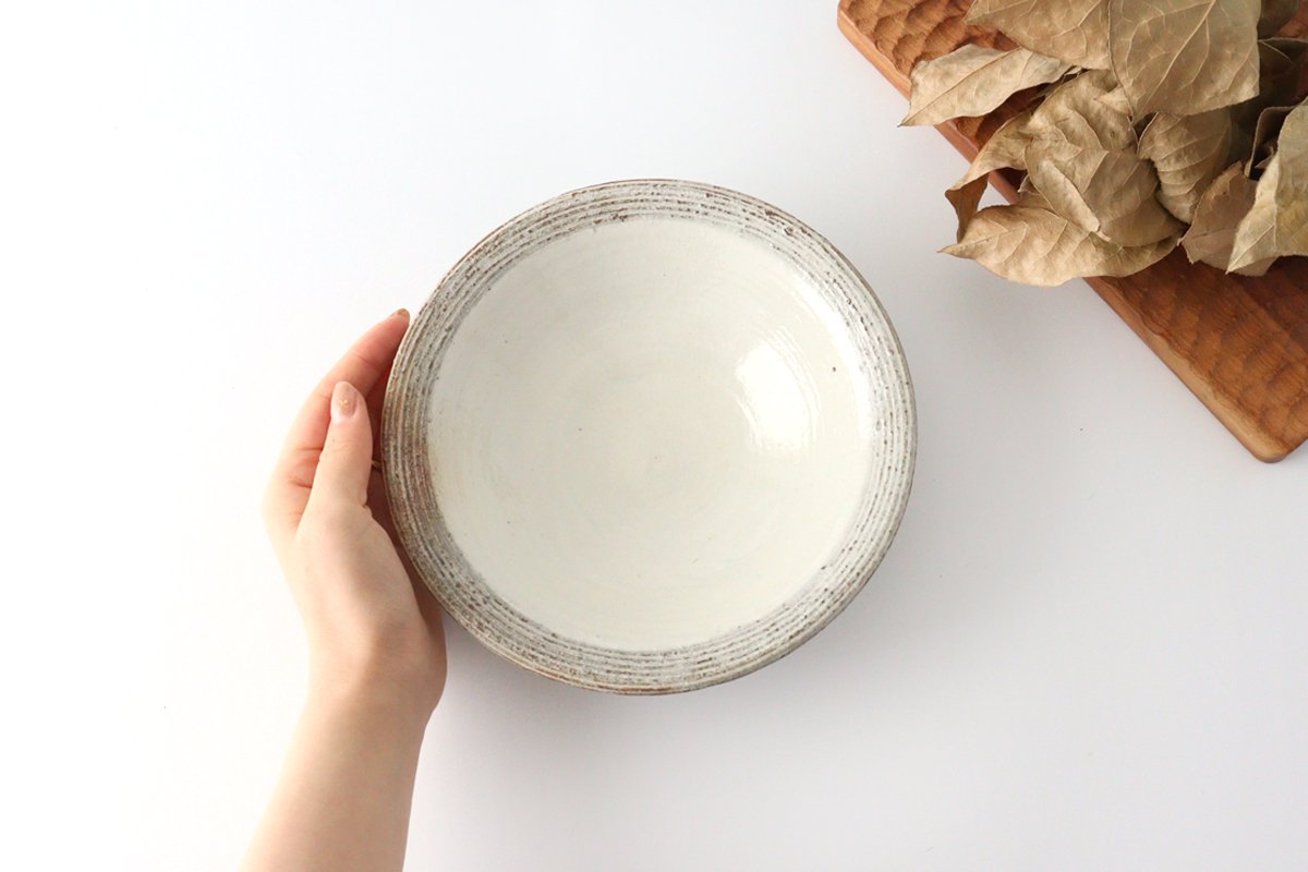Furutani Seitosho Shallow Bowl Horizontal Stripes 18cm/7.1in | Serving Bowl-Detail11