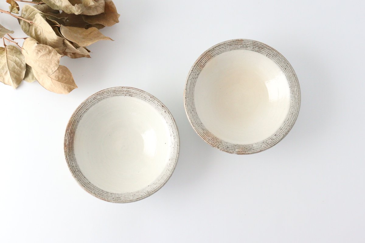 Furutani Seitosho Shallow Bowl Horizontal Stripes 18cm/7.1in | Serving Bowl-Detail3