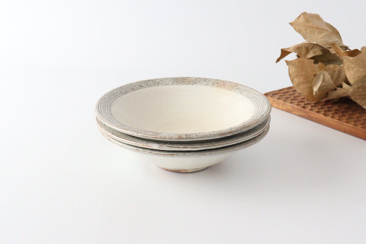 Furutani Seitosho Shallow Bowl Horizontal Stripes 18cm/7.1in | Serving Bowl-Detail5