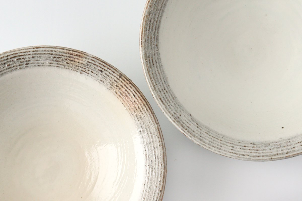 Furutani Seitosho Shallow Bowl Horizontal Stripes 18cm/7.1in | Serving Bowl-Detail9