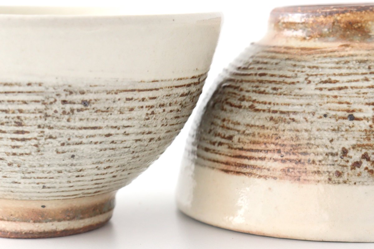 Furutani Seitosho Rice Bowl Horizontal Carving | Shigaraki Ware