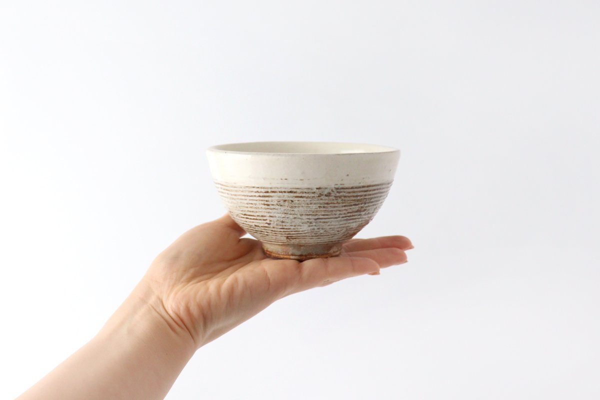Furutani Seitosho Rice Bowl Horizontal Carving | Shigaraki Ware