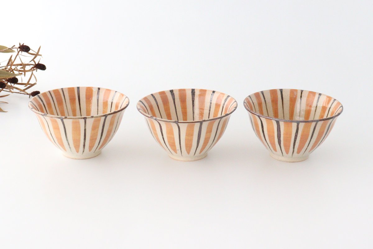 Rice Bowl Stripes Orange | Mino Ware