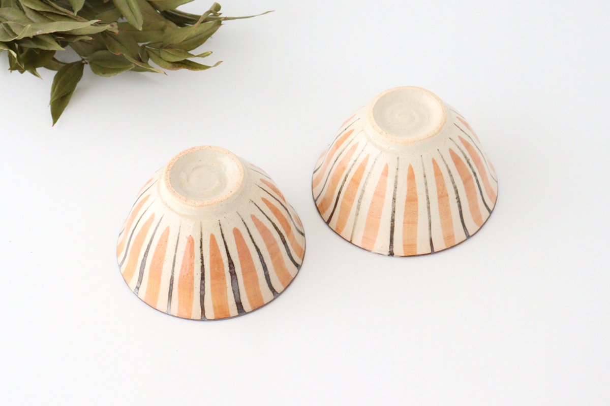 Rice Bowl Stripes Orange | Mino Ware