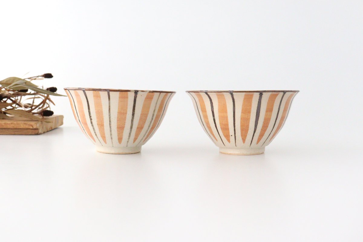 Rice Bowl Stripes Orange | Mino Ware