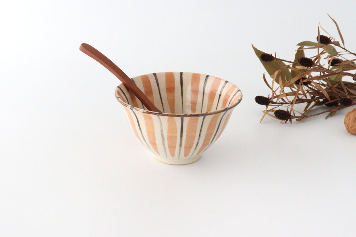 Rice Bowl Stripes Orange | Mino Ware