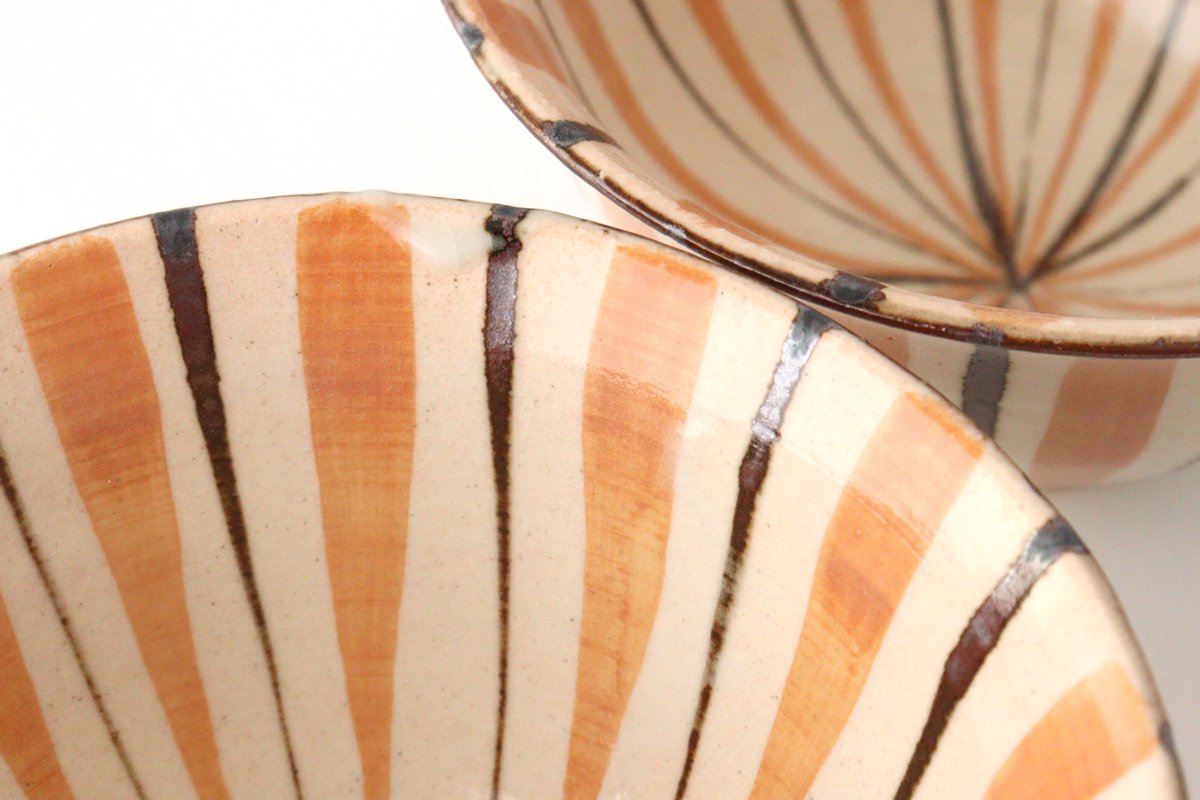 Rice Bowl Stripes Orange | Mino Ware