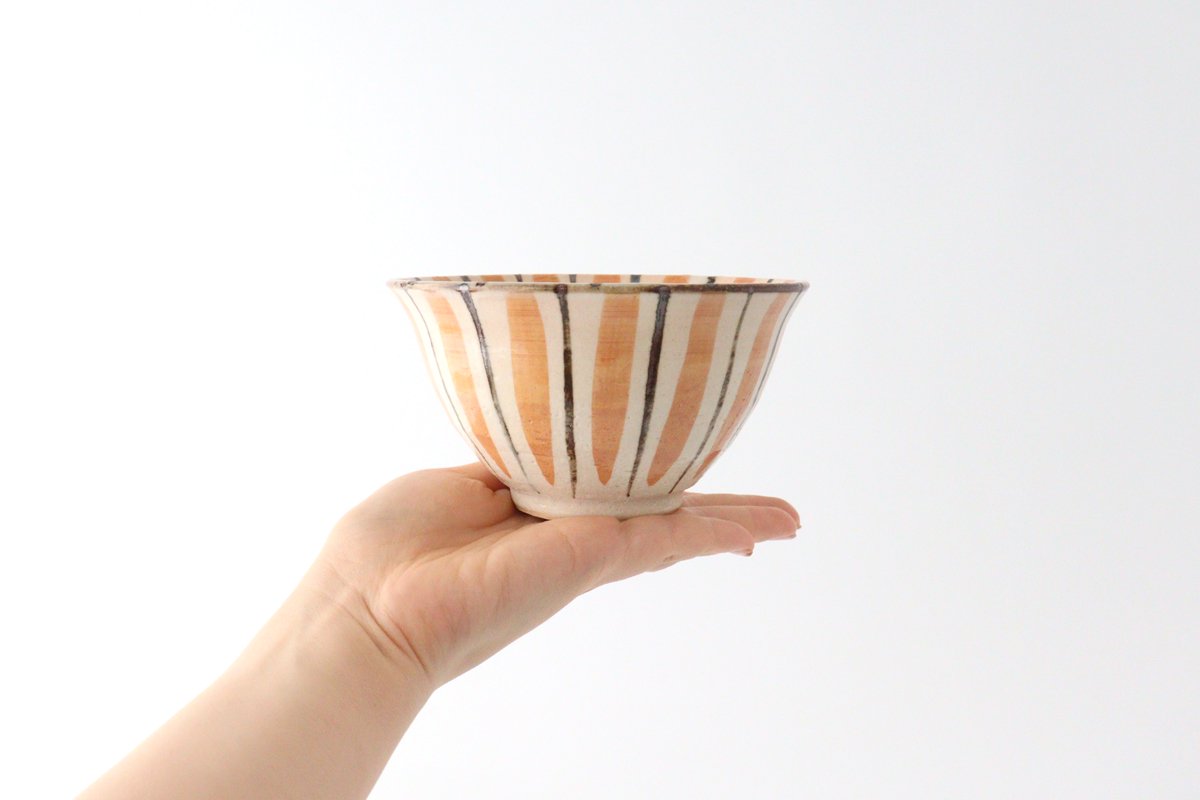 Rice Bowl Stripes Orange | Mino Ware