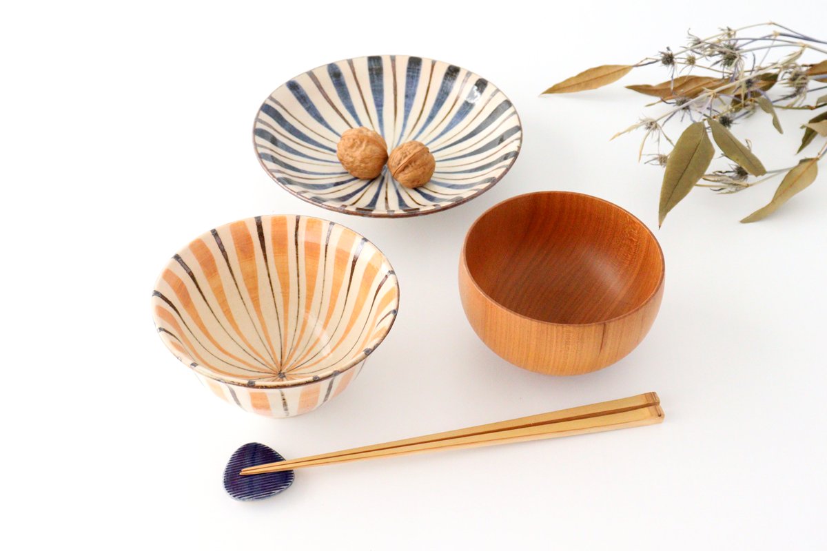 Rice Bowl Stripes Orange | Mino Ware