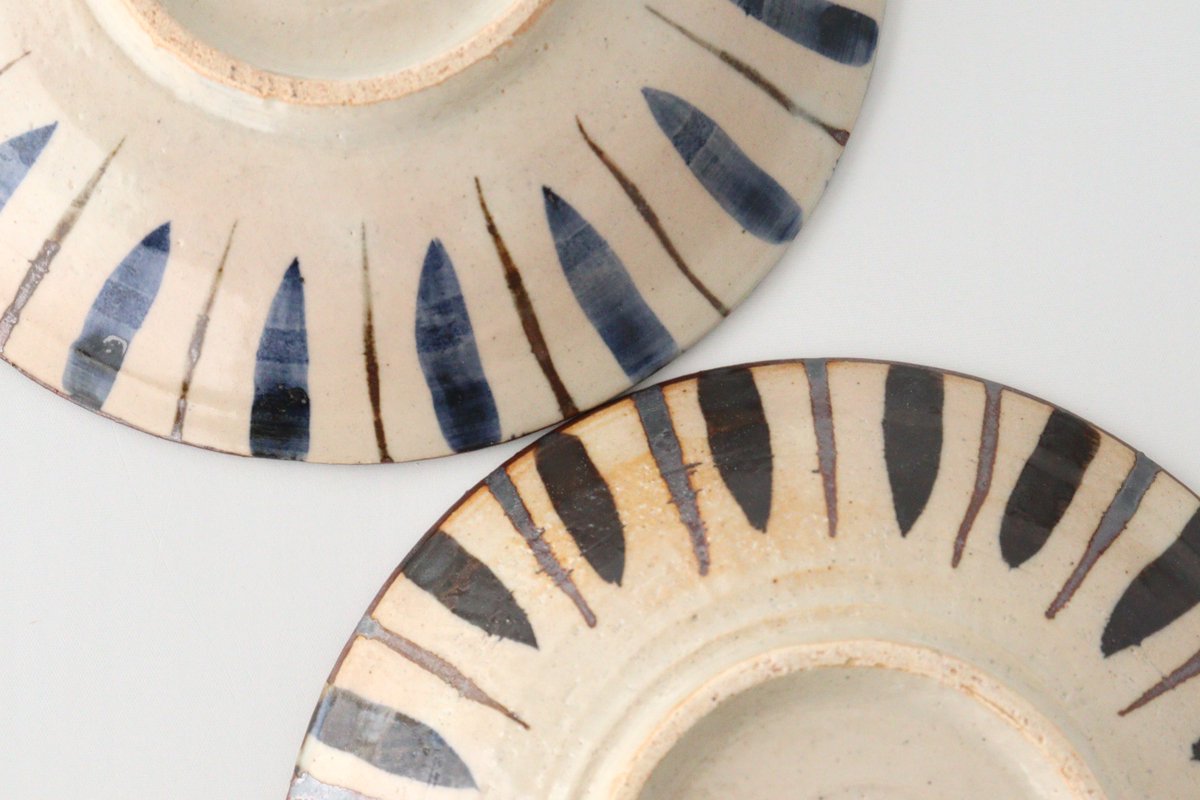 Flat Bowl Stripes Blue 18cm/7.1in | Serving Bowl Mino Ware