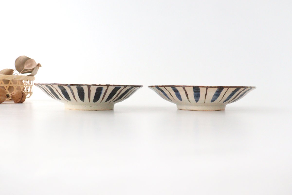 Flat Bowl Stripes Blue 18cm/7.1in | Serving Bowl Mino Ware