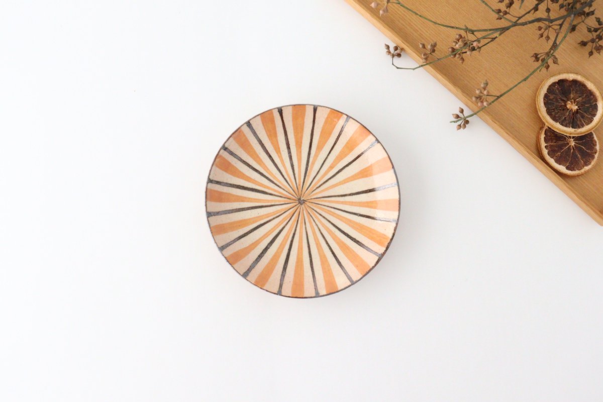 Round Plate Orange Stripes 15cm/5.9in | Mino Ware