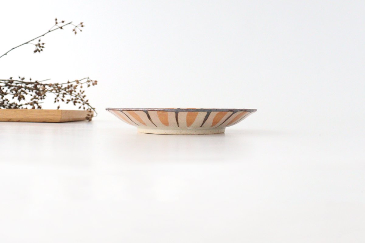 Round Plate Orange Stripes 15cm/5.9in | Mino Ware
