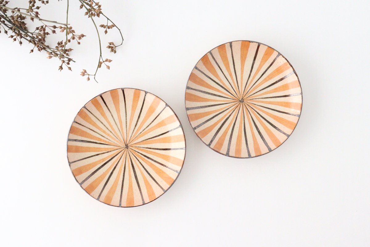 Round Plate Orange Stripes 15cm/5.9in | Mino Ware