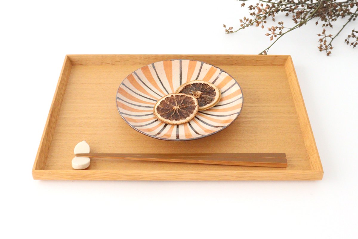 Round Plate Orange Stripes 15cm/5.9in | Mino Ware