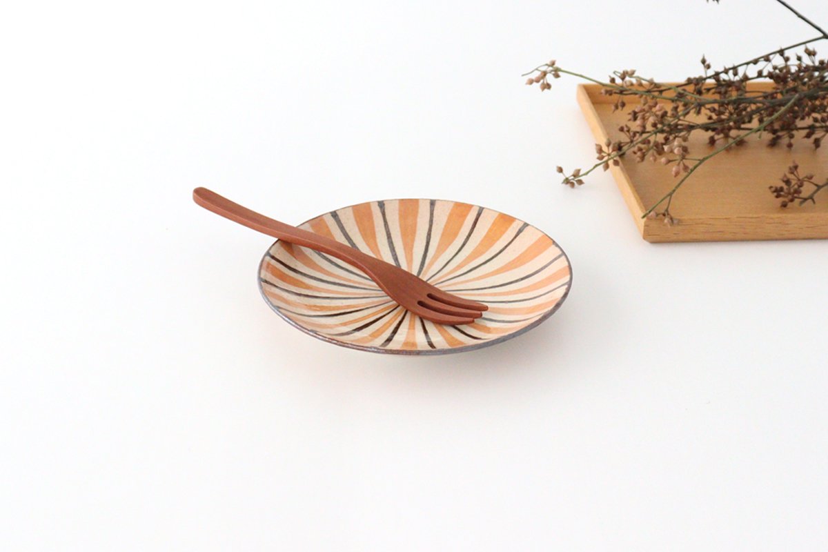 Round Plate Orange Stripes 15cm/5.9in | Mino Ware
