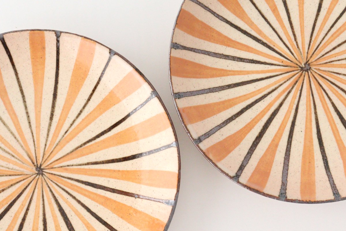 Round Plate Orange Stripes 15cm/5.9in | Mino Ware
