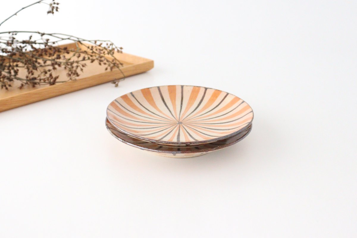 Round Plate Orange Stripes 15cm/5.9in | Mino Ware