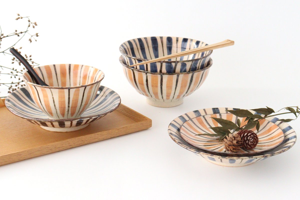 Round Plate Blue Stripes 15cm/5.9in | Mino Ware