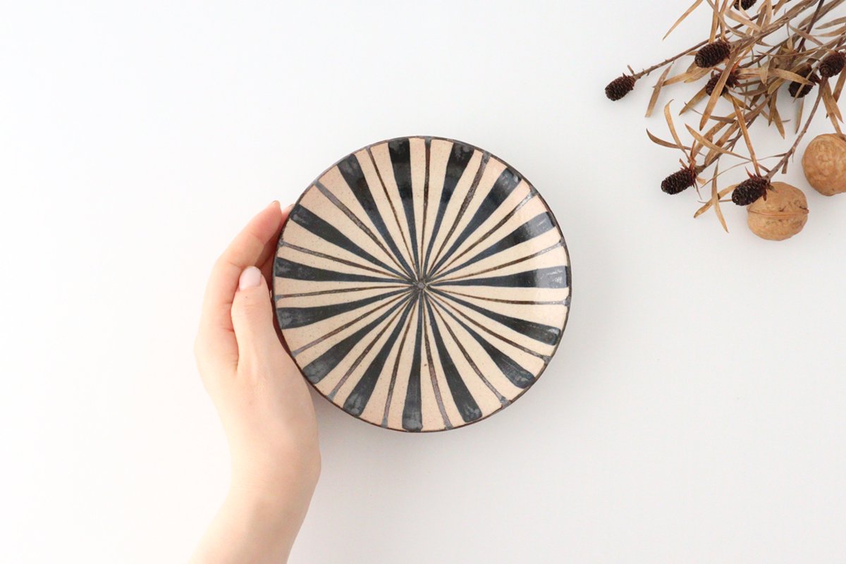 Round Plate Blue Stripes 15cm/5.9in | Mino Ware