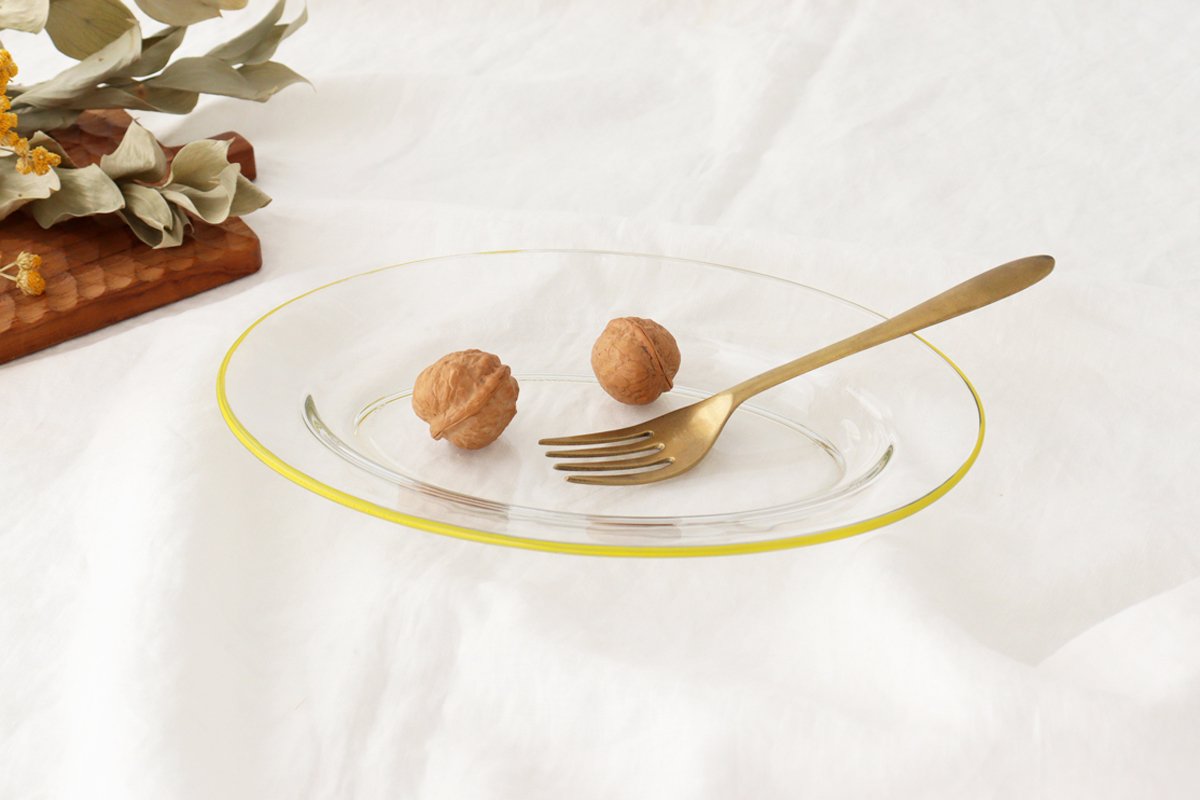 POTPURRI bitte Oval Glass Plate Yellow 26㎝/10.2in